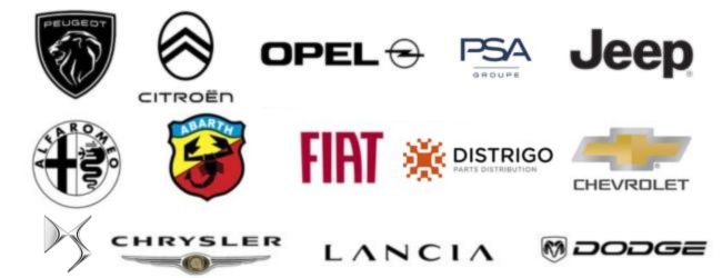 Peugeot Citroen Opel PSA Jeep Alfa romeo Abarth Fiat Ds Distrigo Chevrolet Chrysler Lancia Dodge